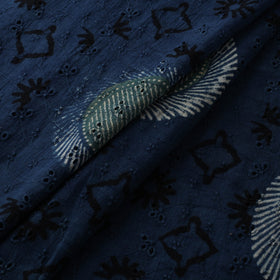 Blue - Hakoba Hand Block Ajrakh Print Natural Dyed Cotton Fabric 83