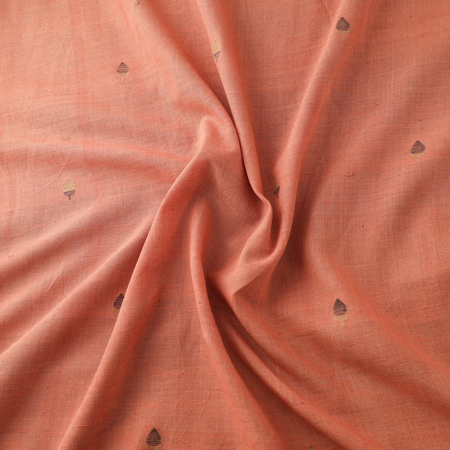 Peach - Handspun Handloom Natural Dyed Cotton Srikakulam Jamdani Fabric 41