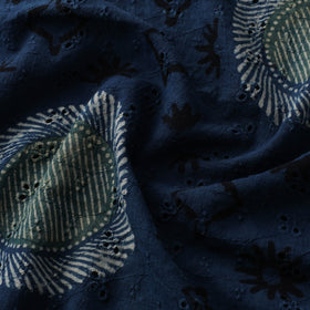 Blue - Hakoba Hand Block Ajrakh Print Natural Dyed Cotton Fabric 83