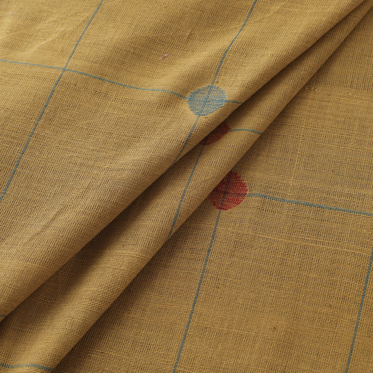 Yellow - Handspun Handloom Natural Dyed Cotton Srikakulam Jamdani Fabric 42