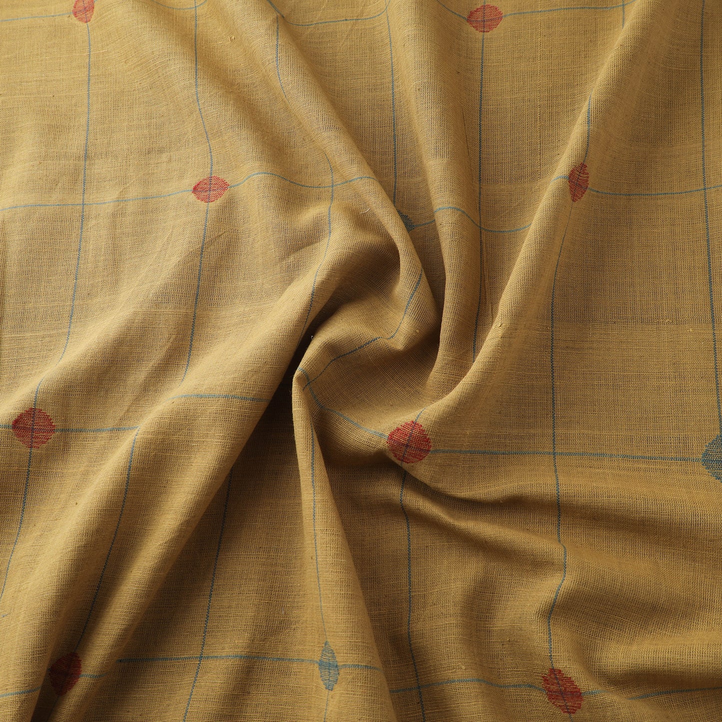 Yellow - Handspun Handloom Natural Dyed Cotton Srikakulam Jamdani Fabric 42
