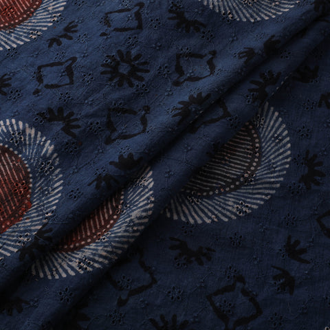Blue - Hakoba Hand Block Ajrakh Print Natural Dyed Cotton Fabric 84