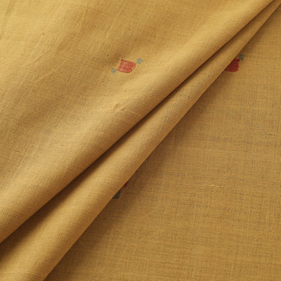 Yellow - Handspun Handloom Natural Dyed Cotton Srikakulam Jamdani Fabric 43