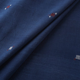 Blue - Handspun Handloom Natural Dyed Cotton Srikakulam Jamdani Fabric 44