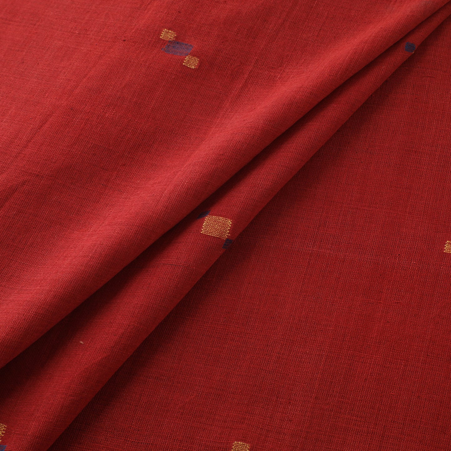 Red - Handspun Handloom Natural Dyed Cotton Srikakulam Jamdani Fabric 45