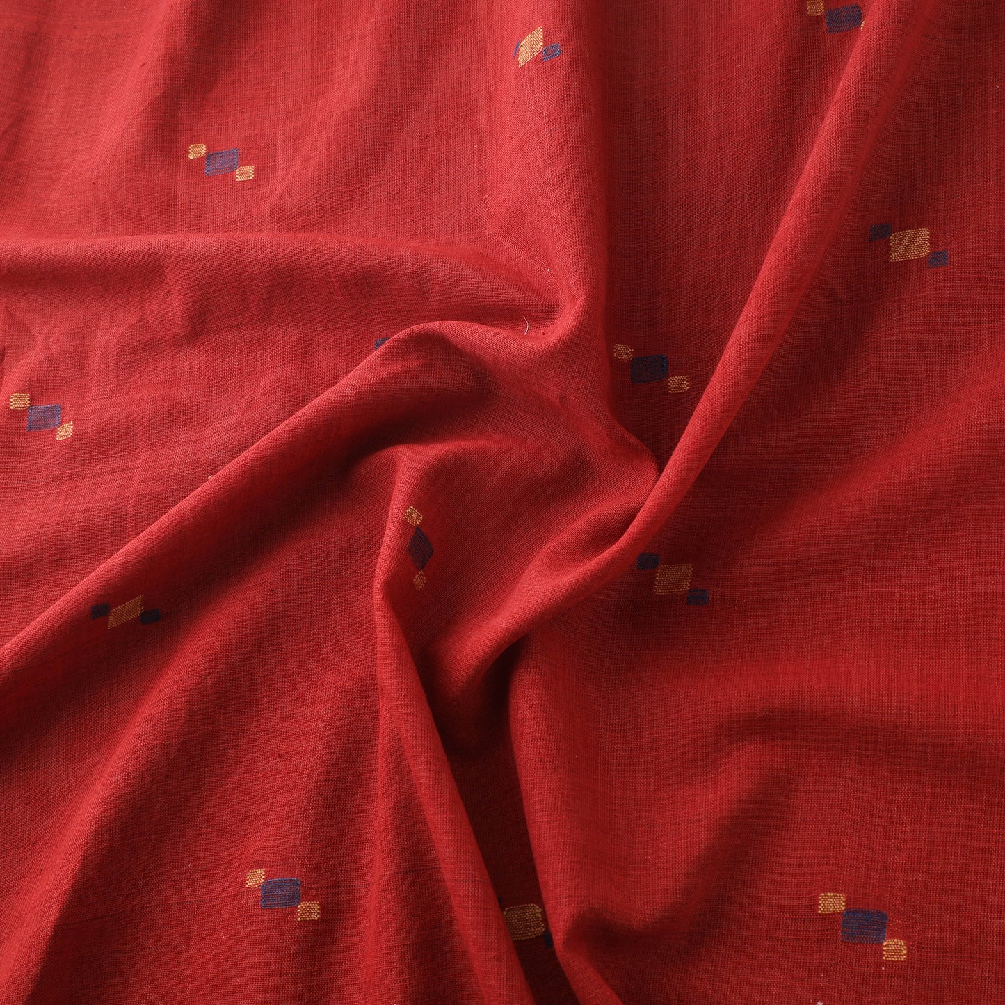 Red - Handspun Handloom Natural Dyed Cotton Srikakulam Jamdani Fabric 45