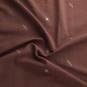 Brown - Handspun Handloom Natural Dyed Cotton Srikakulam Jamdani Fabric 46