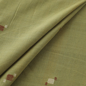 Green - Handspun Handloom Natural Dyed Cotton Srikakulam Jamdani Fabric 47