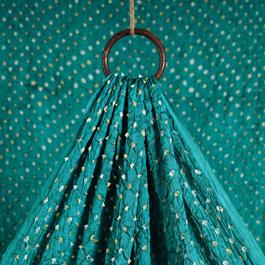 Pine Green Kutch Bandhani Tie-Dye Modal Silk Fabric