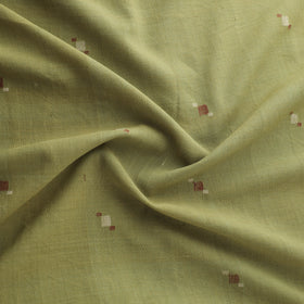 Green - Handspun Handloom Natural Dyed Cotton Srikakulam Jamdani Fabric 47