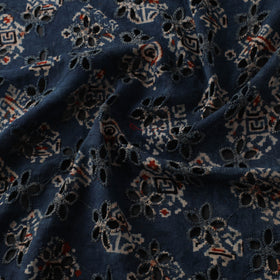 Blue - Hakoba Hand Block Ajrakh Print Natural Dyed Cotton Fabric 93