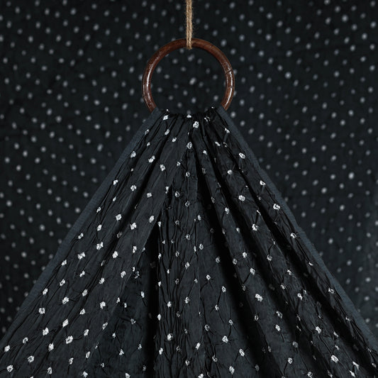 Raven Black Kutch Bandhani Tie-Dye Modal Silk Fabric