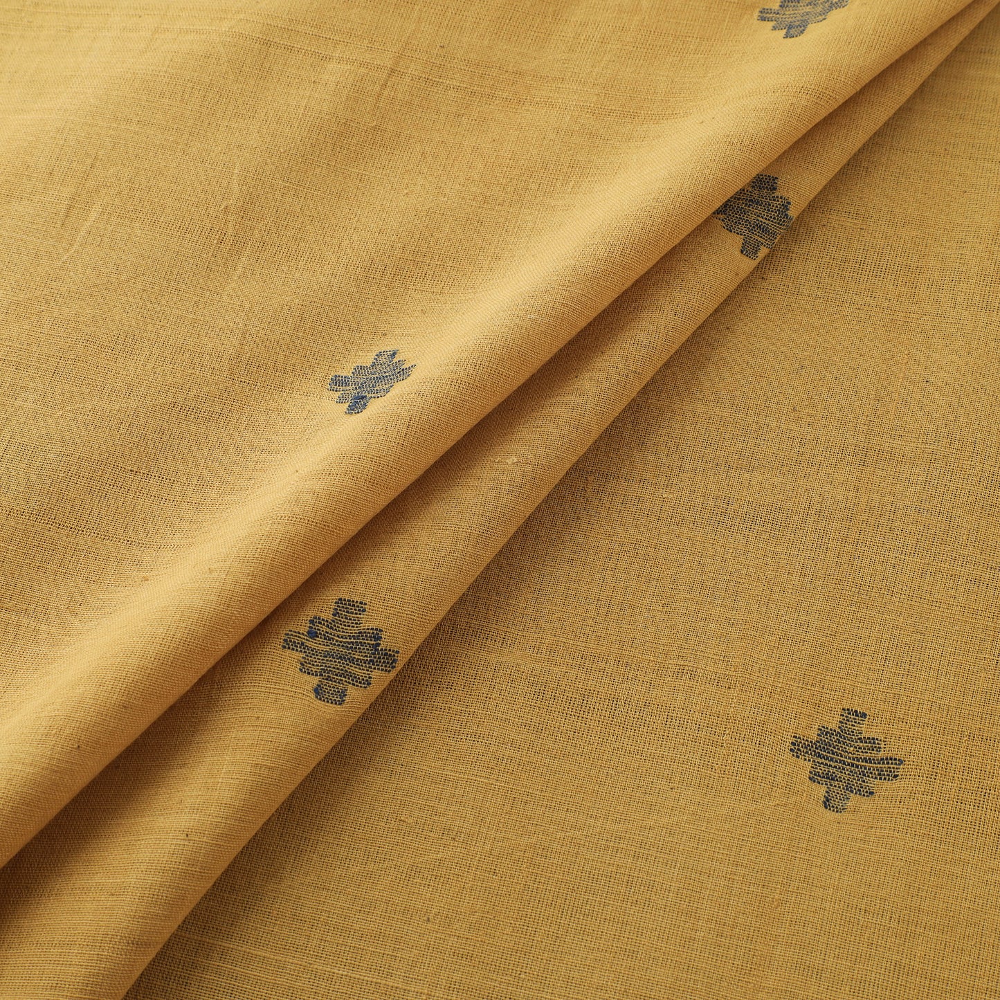 Yellow - Handspun Handloom Natural Dyed Cotton Srikakulam Jamdani Fabric 48