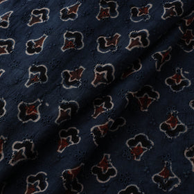 Blue - Hakoba Hand Block Ajrakh Print Natural Dyed Cotton Fabric 92