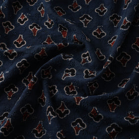 Blue - Hakoba Hand Block Ajrakh Print Natural Dyed Cotton Fabric 92