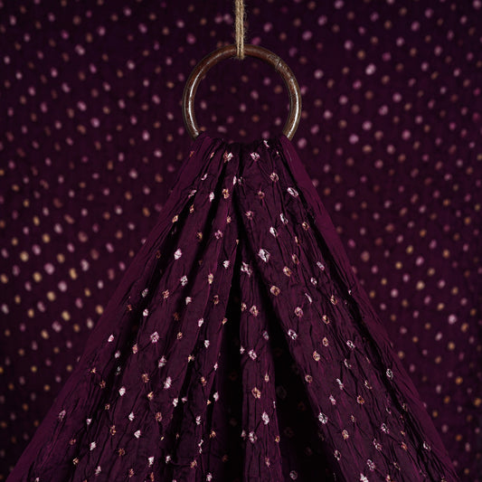 Byzantium Purple Kutch Bandhani Tie-Dye Modal Silk Fabric