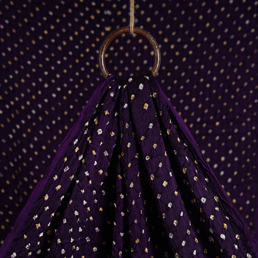 Purple - Russian Violet Kutch Bandhani Tie-Dye Modal Silk Fabric
