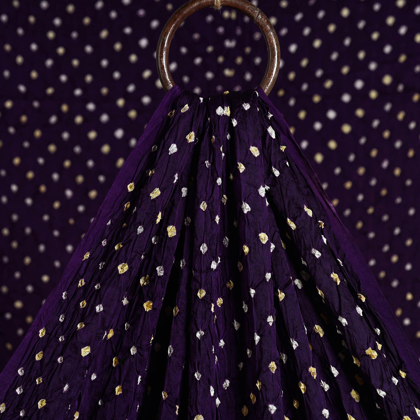 Alluring Purple Kutch Bandhani Tie-Dye Modal Silk Fabric