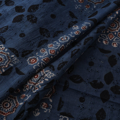 Blue - Hakoba Hand Block Ajrakh Print Natural Dyed Cotton Fabric 89
