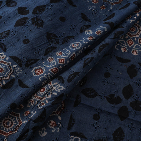 Blue - Hakoba Hand Block Ajrakh Print Natural Dyed Cotton Fabric 89