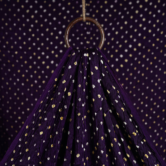 Indigo Purple Kutch Bandhani Tie-Dye Modal Silk Fabric