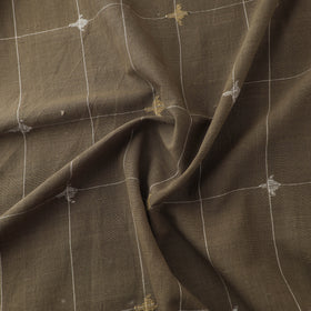 Brown - Handspun Handloom Natural Dyed Cotton Srikakulam Jamdani Fabric 50