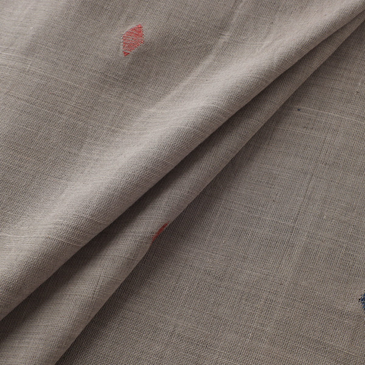 Brown - Handspun Handloom Natural Dyed Cotton Srikakulam Jamdani Fabric 51