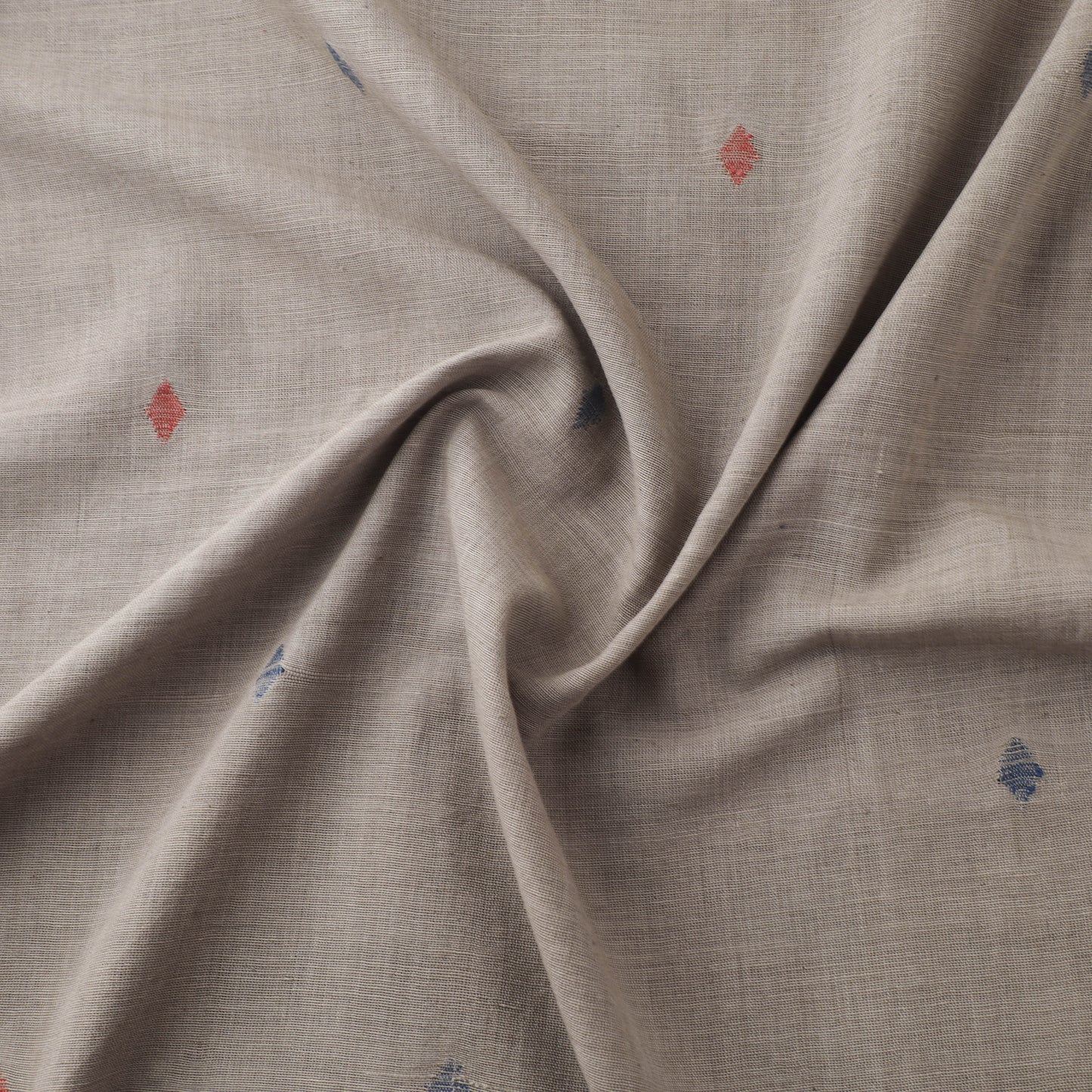 Brown - Handspun Handloom Natural Dyed Cotton Srikakulam Jamdani Fabric 51