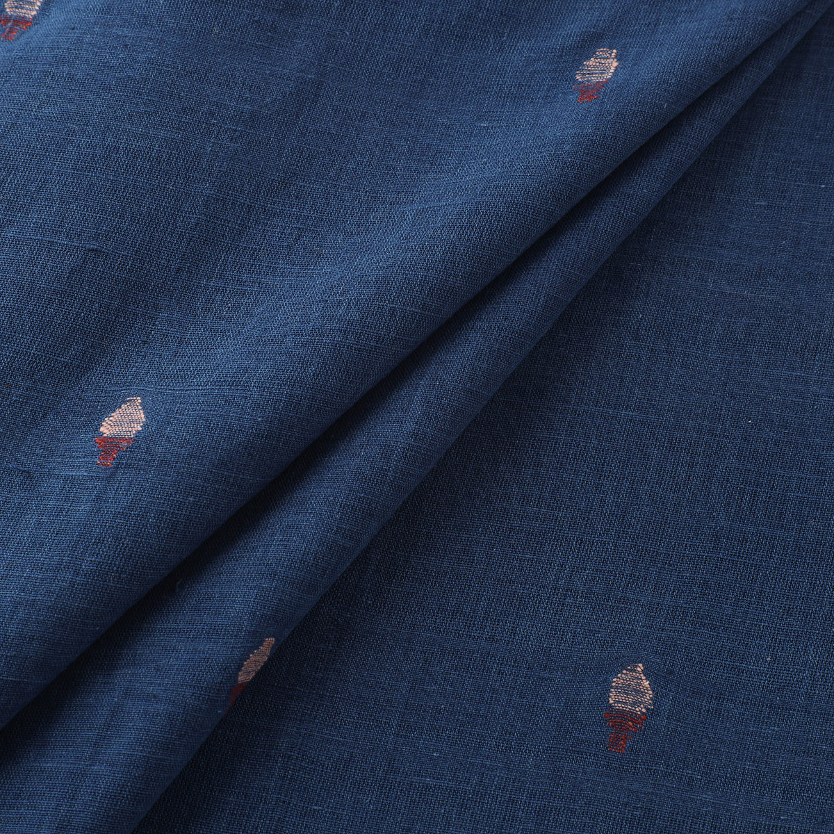 Blue - Handspun Handloom Natural Dyed Cotton Srikakulam Jamdani Fabric 52