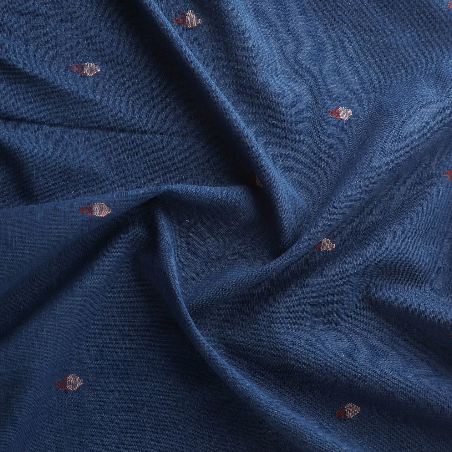 Blue - Handspun Handloom Natural Dyed Cotton Srikakulam Jamdani Fabric 52