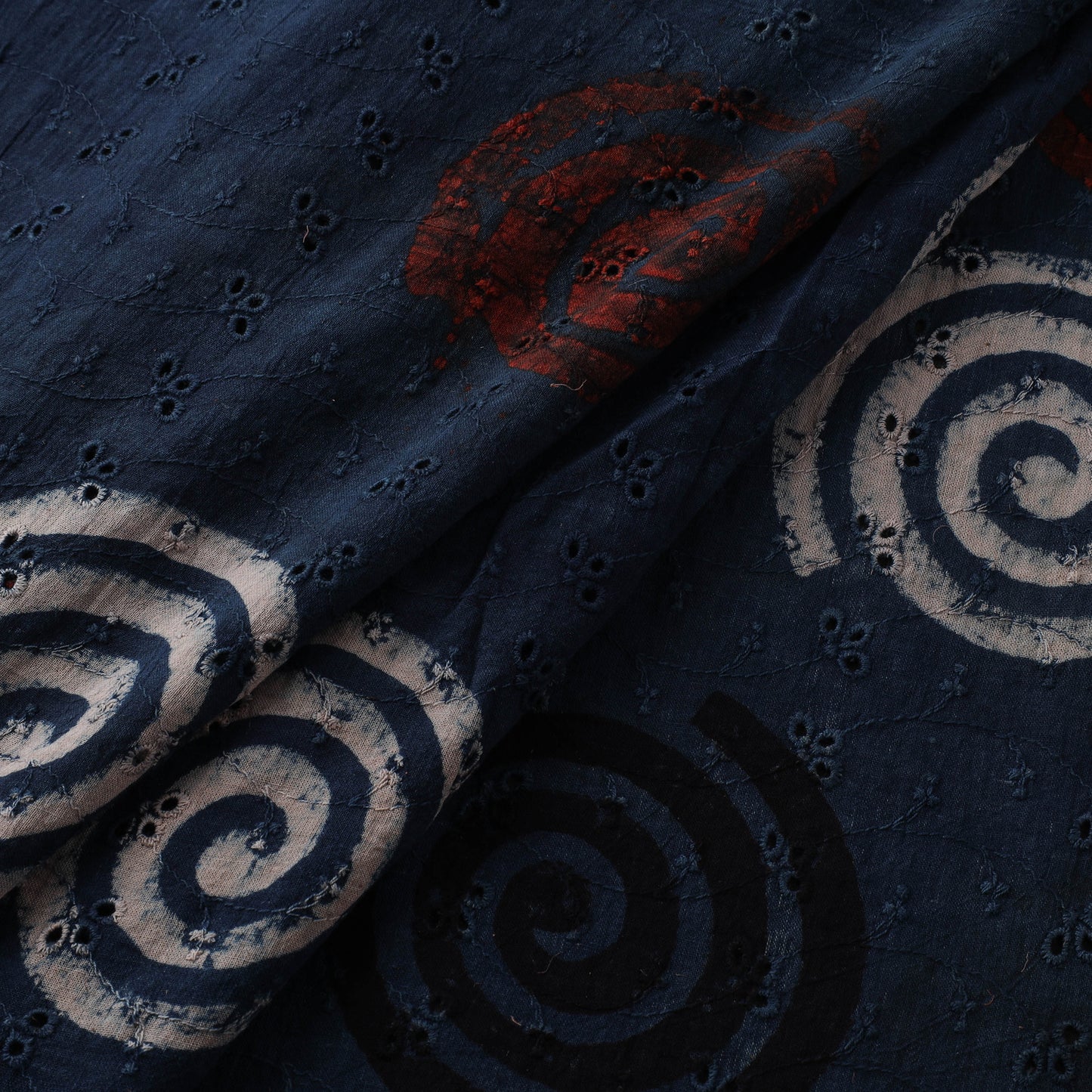 Blue - Hakoba Hand Block Ajrakh Print Natural Dyed Cotton Fabric 96