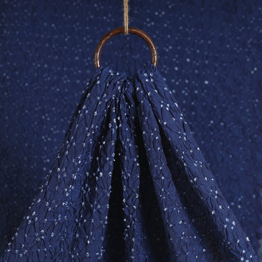 Space Blue Kutch Bandhani Tie-Dye Modal Silk Fabric