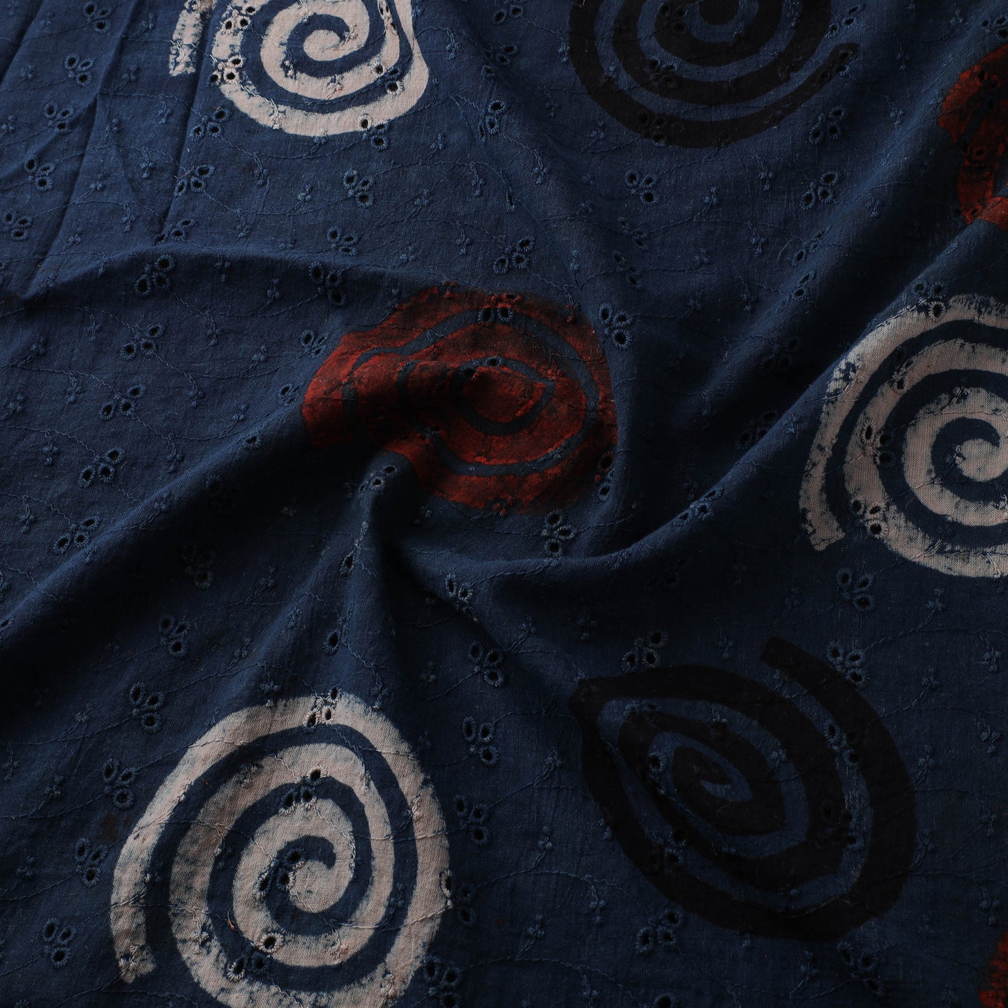 Blue - Hakoba Hand Block Ajrakh Print Natural Dyed Cotton Fabric 96