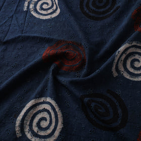 Blue - Hakoba Hand Block Ajrakh Print Natural Dyed Cotton Fabric 96