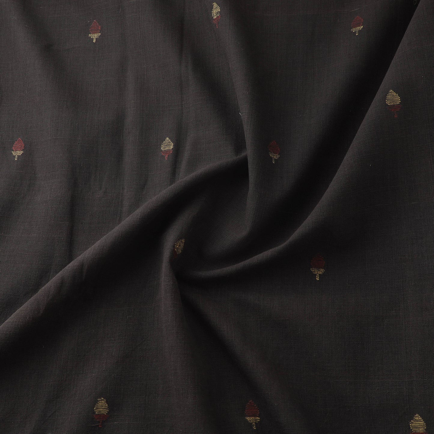 Black - Handspun Handloom Natural Dyed Cotton Srikakulam Jamdani Fabric 53