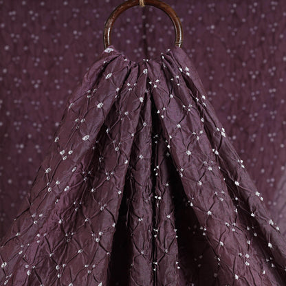 Purple - Kutch Bandhani Tie-Dye Chanderi Silk Fabric