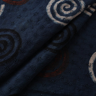 Blue - Hakoba Hand Block Ajrakh Print Natural Dyed Cotton Fabric 98