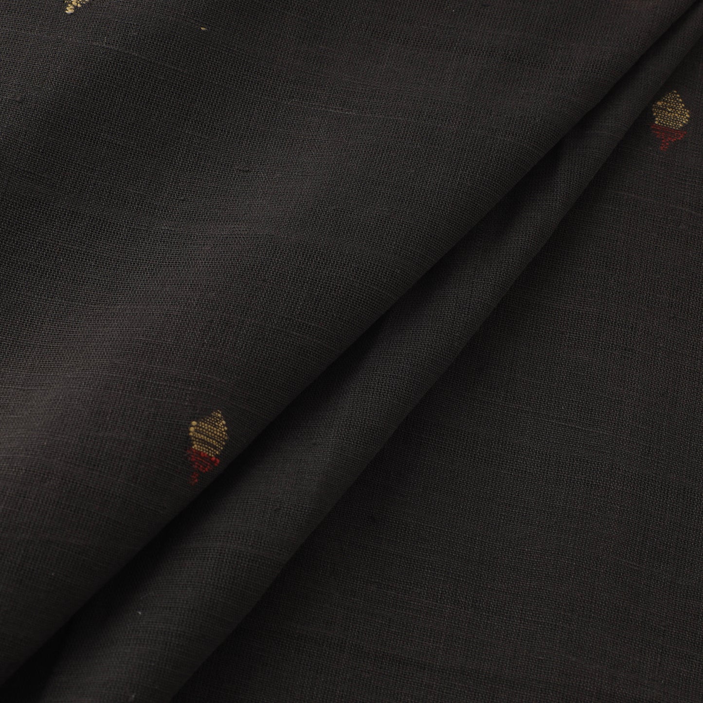 Black - Handspun Handloom Natural Dyed Cotton Srikakulam Jamdani Fabric 54