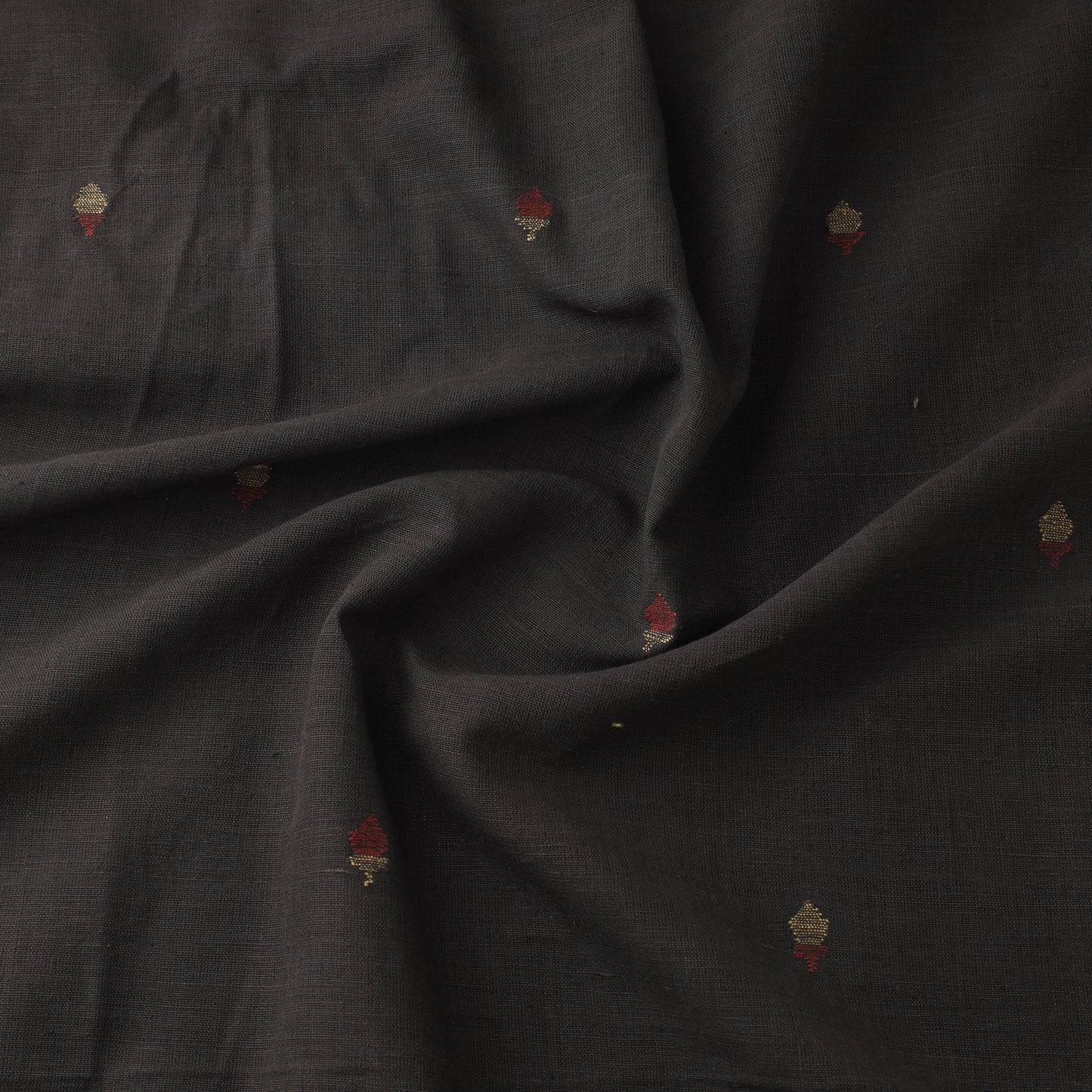 Black - Handspun Handloom Natural Dyed Cotton Srikakulam Jamdani Fabric 54