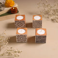 Set of 4 hand carved bakayan wood tealight candle holder 18