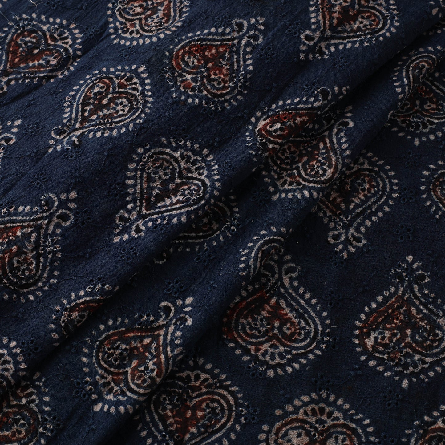 Blue - Hakoba Hand Block Ajrakh Print Natural Dyed Cotton Fabric 99
