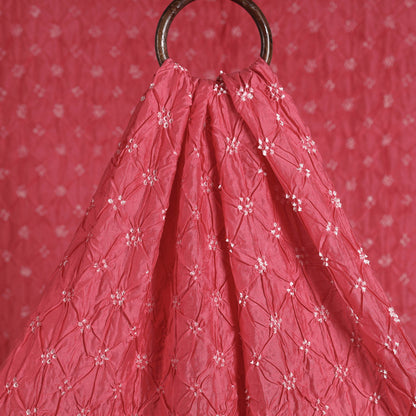 Pink - Kutch Bandhani Tie-Dye Chanderi Silk Fabric