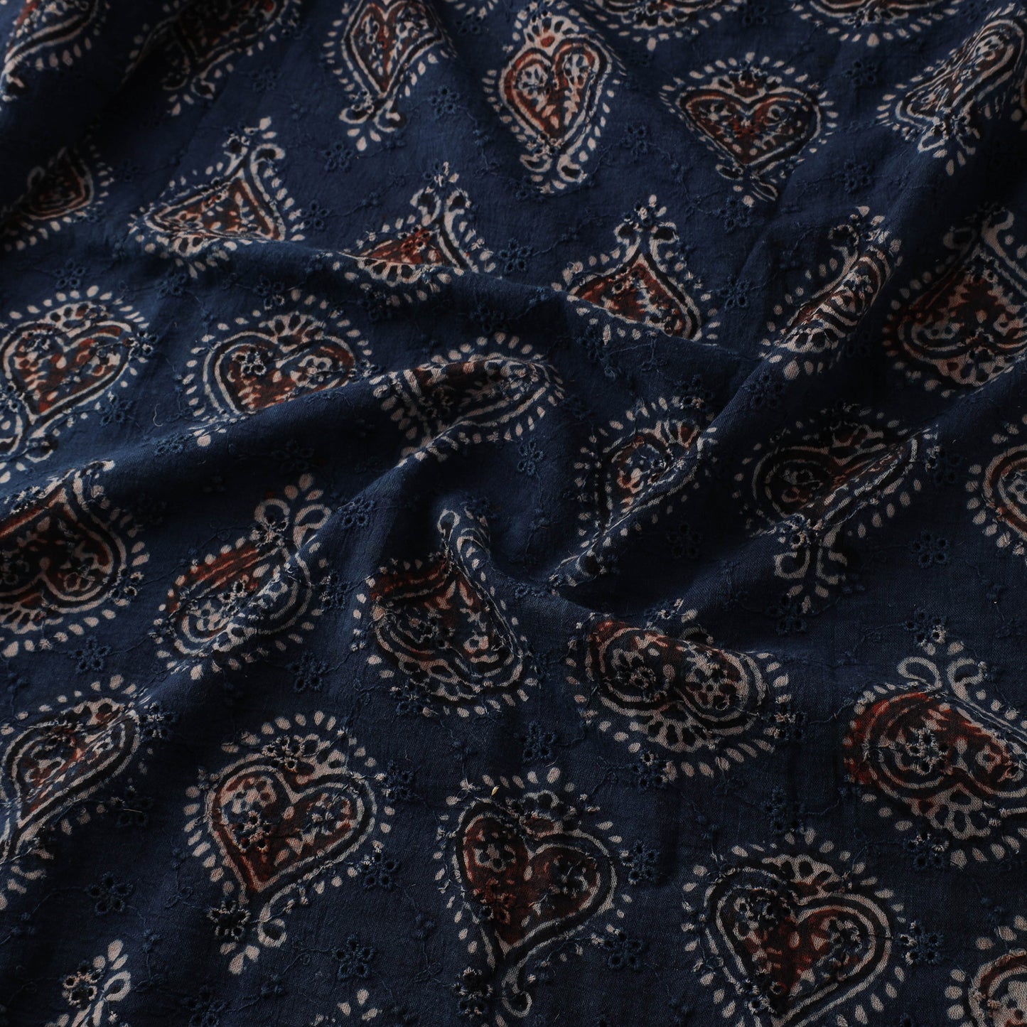 Blue - Hakoba Hand Block Ajrakh Print Natural Dyed Cotton Fabric 99