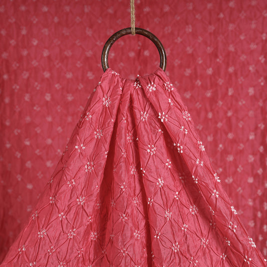 Brink Pink Kutch Bandhani Tie-Dye Modal Silk Fabric