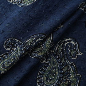 Blue - Hakoba Hand Block Ajrakh Print Natural Dyed Cotton Fabric 100