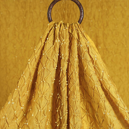 Mustard Yellow Kutch Bandhani Tie-Dye Modal Silk Fabric