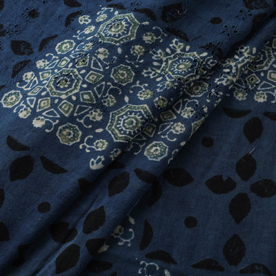 Blue - Hakoba Hand Block Ajrakh Print Natural Dyed Cotton Fabric 101