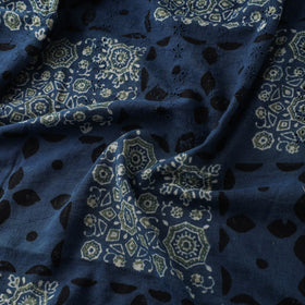 Blue - Hakoba Hand Block Ajrakh Print Natural Dyed Cotton Fabric 101