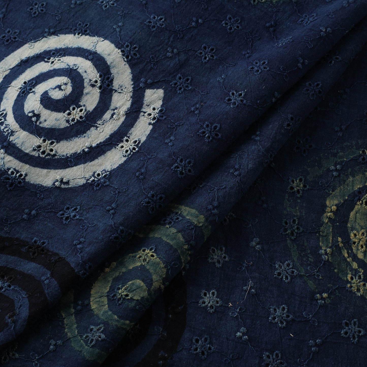 Blue - Hakoba Hand Block Ajrakh Print Natural Dyed Cotton Fabric 102