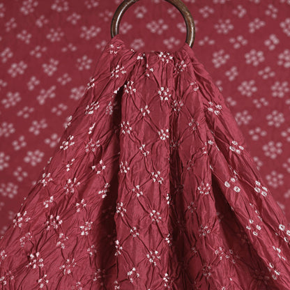 Pink - Kutch Bandhani Tie-Dye Chanderi Silk Fabric